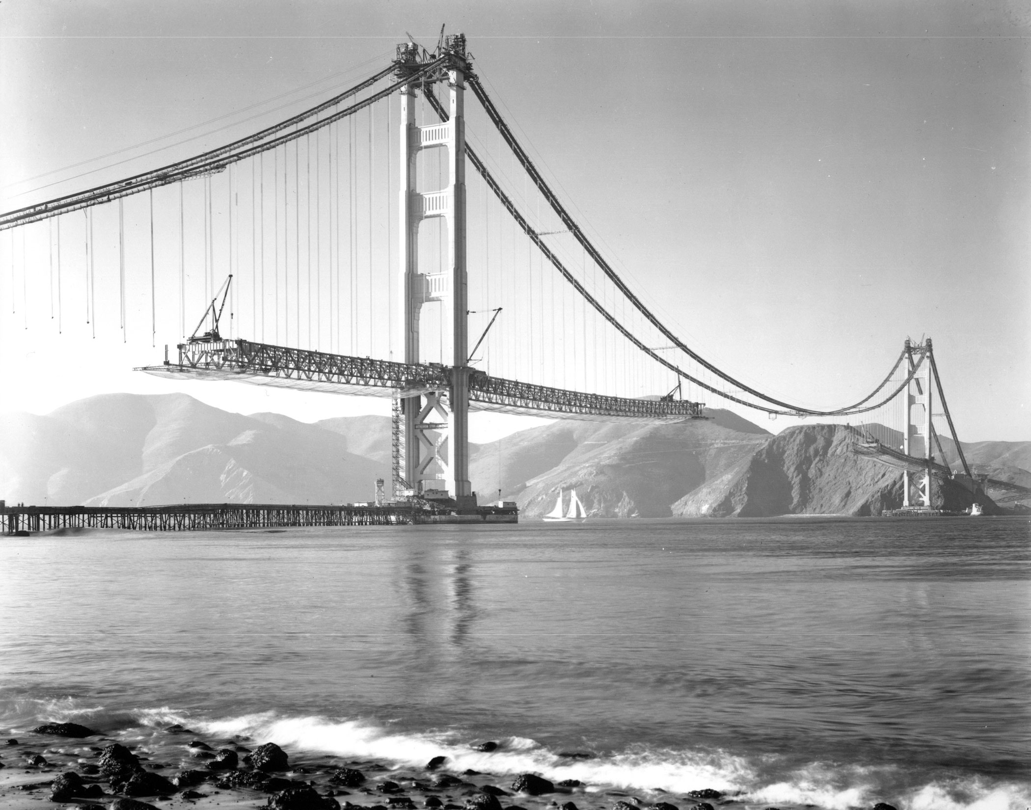 1937年，旧金山金门大桥合拢。