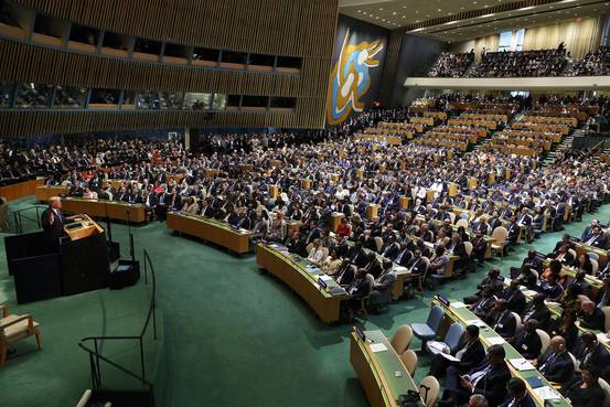 周二，美国总统特朗普首次在联合国发表演讲。