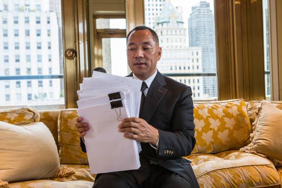 中国富商郭文贵在曼哈顿的荷兰雪梨酒店里称，此前曾与中国国家安全部的几位官员在其公寓内见面。